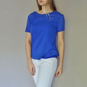Blue Geometric-Cut Top
